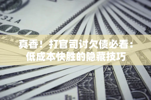 武汉真香！打官司讨欠债必看：低成本快胜的隐藏技巧